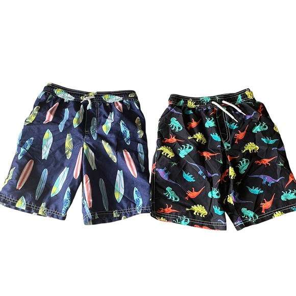 Kids Swim Trunks & Rash Guard Shirts Boys Size 8 Swimwear Bundle - Picture 1 of 9